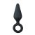 Zwarte buttplug met verwijderlus - medium